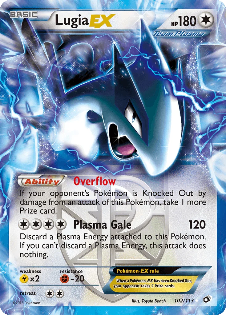 102, Black & White: Legendary Treasures, Colorless, Fighting[-20], Holofoil, Lightning[×2], Ultra Rare Lugia EX (102/113) [Black & White: Legendary Treasures] - Trading Card World