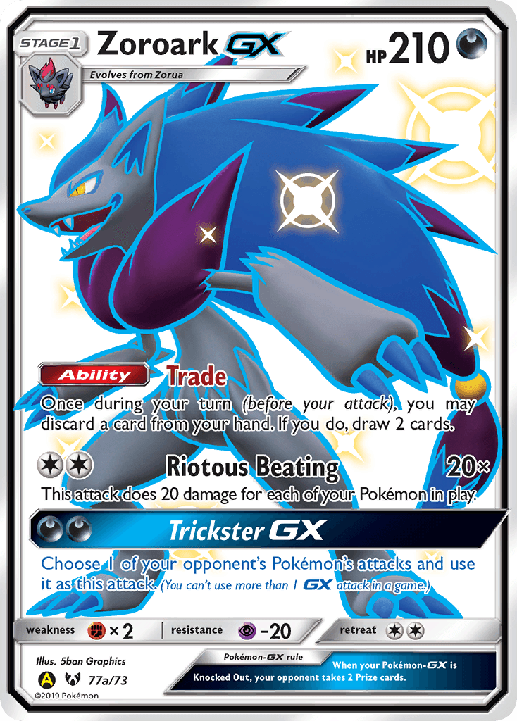 77a, Alternate Art Promos, Darkness, Fighting [x2], Holofoil, Promo, Psychic [-30] Zoroark GX (77a/73) [Alternate Art Promos] - Trading Card World