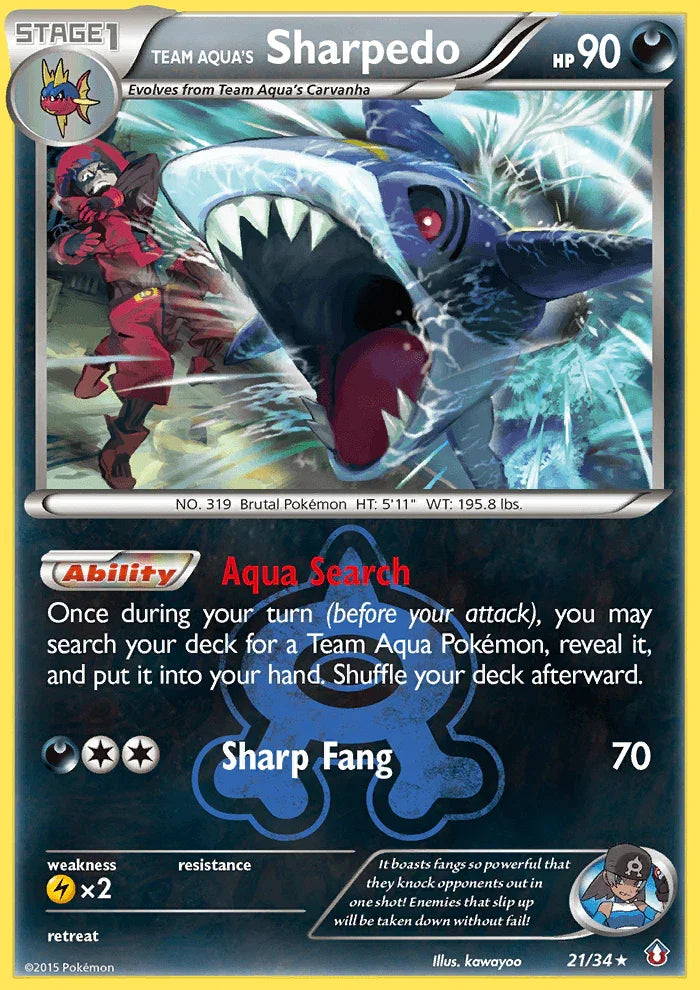 21, Darkness, Holo Rare, Holofoil, Lightning[×2], Reverse Holofoil, XY: Double Crisis Team Aqua's Sharpedo (21/34) [XY: Double Crisis] - Trading Card World