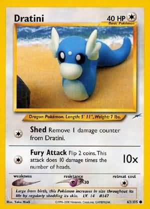 63, Colorless, Common, Neo Destiny Unlimited, Normal, Psychic[-30] Dratini (63/105) [Neo Destiny Unlimited] - Trading Card World