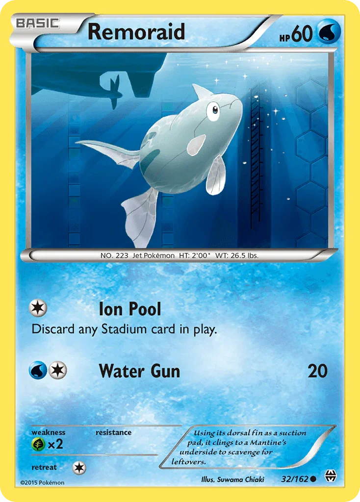32, Common, Grass[×2], Normal, Reverse Holofoil, Water, XY: BREAKthrough Remoraid (32/162) [XY: BREAKthrough] - Trading Card World