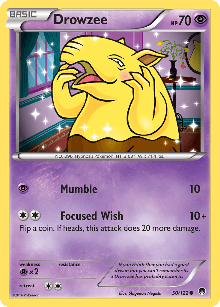 50, Common, Normal, Psychic, Psychic[×2], Reverse Holofoil, XY: BREAKpoint Drowzee (50/122) [XY: BREAKpoint] - Trading Card World