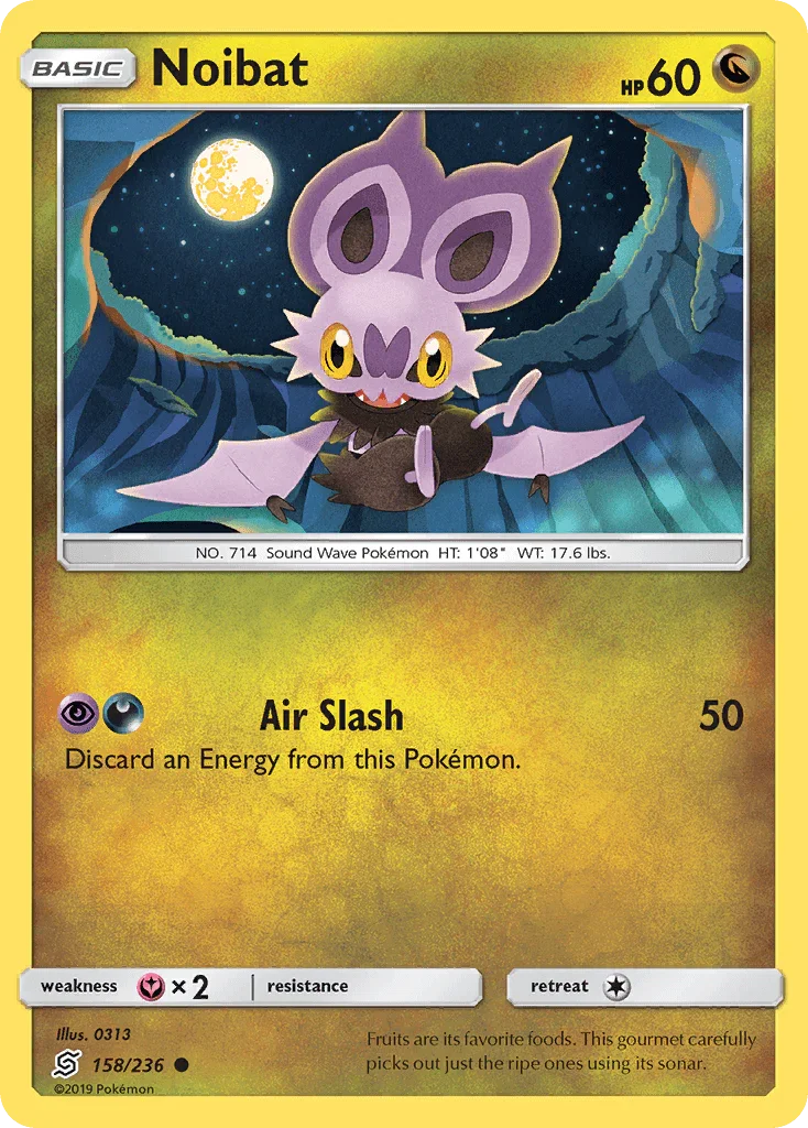 158, Common, Dragon, Fairy[×2], Normal, Reverse Holofoil, Sun & Moon: Unified Minds Noibat (158/236) [Sun & Moon: Unified Minds] - Trading Card World