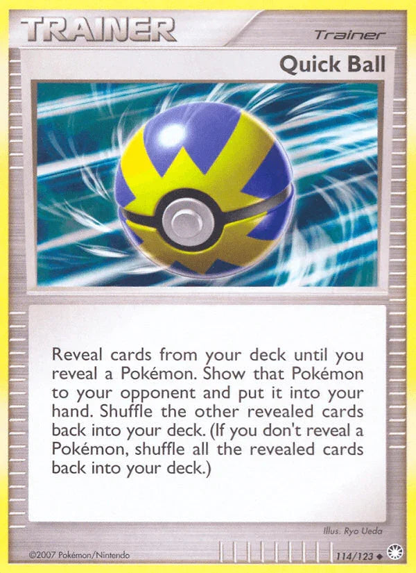 114, Diamond & Pearl: Mysterious Treasures, Item, Normal, Reverse Holofoil, Uncommon Quick Ball (114/123) [Diamond & Pearl: Mysterious Treasures] - Trading Card World