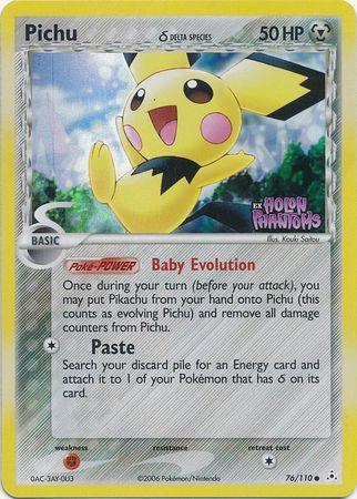 76, Common, EX: Holon Phantoms, Fighting[×2], Metal, Reverse Holofoil Pichu (76/110) (Delta Species) (Stamped) [EX: Holon Phantoms] - Trading Card World