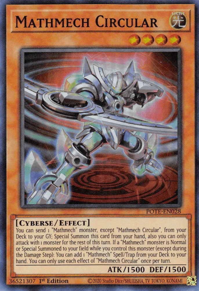 1st Edition, Cyberse, Effect Monster, Light, Power of the Elements, Super Rare, Unlimited Mathmech Circular [POTE-EN028] Super Rare - Trading Card World