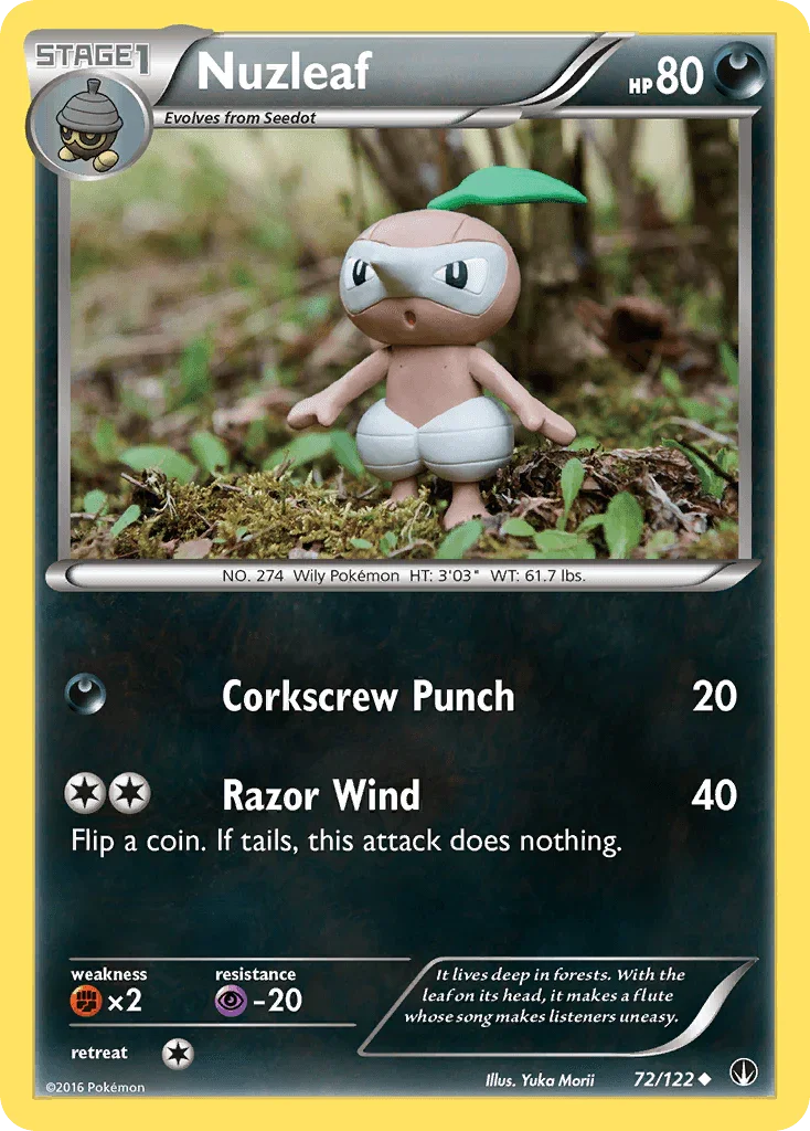 72, Darkness, Fighting[×2], Normal, Psychic[-20], Reverse Holofoil, Uncommon, XY: BREAKpoint Nuzleaf (72/122) [XY: BREAKpoint] - Trading Card World