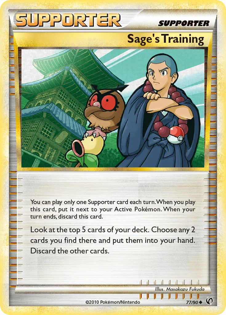 77, HeartGold & SoulSilver: Undaunted, Normal, Reverse Holofoil, Supporter, Uncommon Sage's Training (77/90) [HeartGold & SoulSilver: Undaunted] - Trading Card World