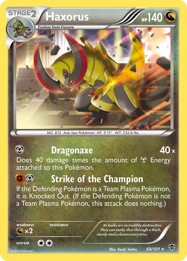 69, Black & White: Plasma Blast, Dragon, Dragon[×2], Holo Rare, Holofoil Haxorus (69/101) (Cosmos Holo) (Blister Exclusive) [Black & White: Plasma Blast] - Trading Card World