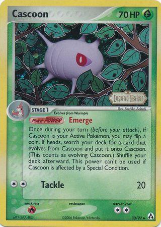 30, EX: Legend Maker, Fire[×2], Grass, Reverse Holofoil, Uncommon Cascoon (30/92) (Stamped) [EX: Legend Maker] - Trading Card World