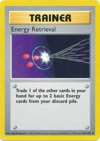 81, Base Set Shadowless Unlimited, Normal, Trainer, Uncommon Energy Retrieval (81/102) [Base Set Shadowless Unlimited] - Trading Card World