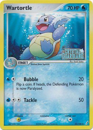 42, EX: Crystal Guardians, Lightning[×2], Reverse Holofoil, Uncommon, Water Wartortle (42/100) (Stamped) [EX: Crystal Guardians] - Trading Card World