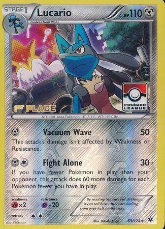 63, Fire[×2], Metal, Promo, Psychic[-20], Reverse Holofoil, XY: Fates Collide Lucario (63/124) (League Promo 1st Place) [XY: Fates Collide] - Trading Card World