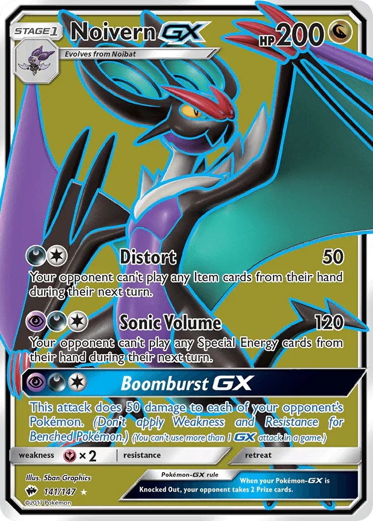 141, Dragon, Fairy[×2], Holofoil, Sun & Moon: Burning Shadows, Ultra Rare Noivern GX (141/147) [Sun & Moon: Burning Shadows] - Trading Card World