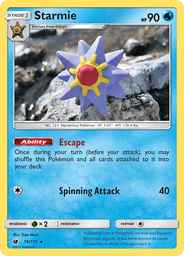 16, Grass[×2], Normal, Rare, Reverse Holofoil, Sun & Moon: Crimson Invasion, Water Starmie (16/111) [Sun & Moon: Crimson Invasion] - Trading Card World