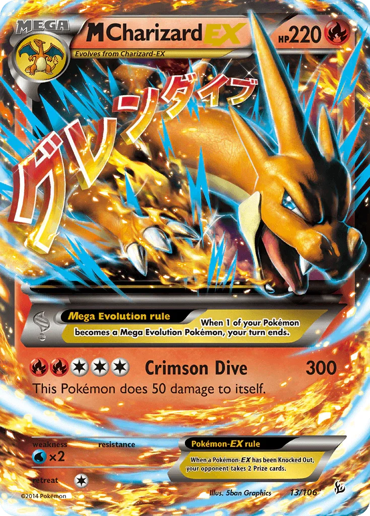 13, Fire, Holofoil, Ultra Rare, Water[×2], XY: Flashfire M Charizard EX (13/106) [XY: Flashfire] - Trading Card World