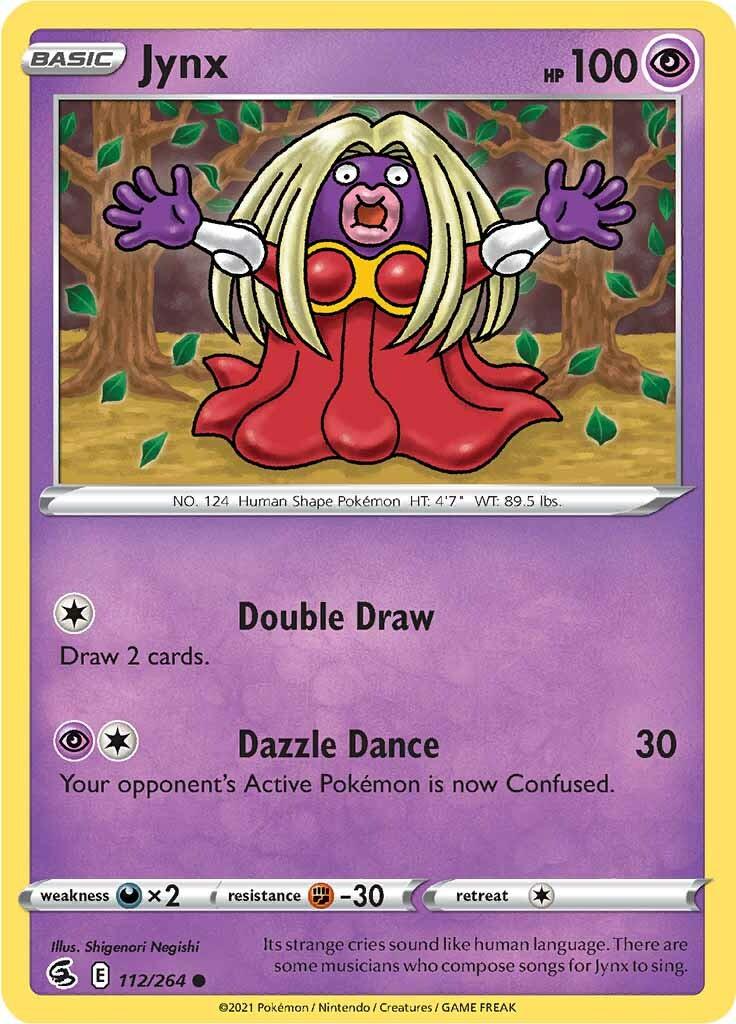 112, Common, Darkness [x2], Fighting [-30], Normal, Psychic, Reverse Holofoil, Sword & Shield: Fusion Strike Jynx (112/264) [Sword & Shield: Fusion Strike] - Trading Card World