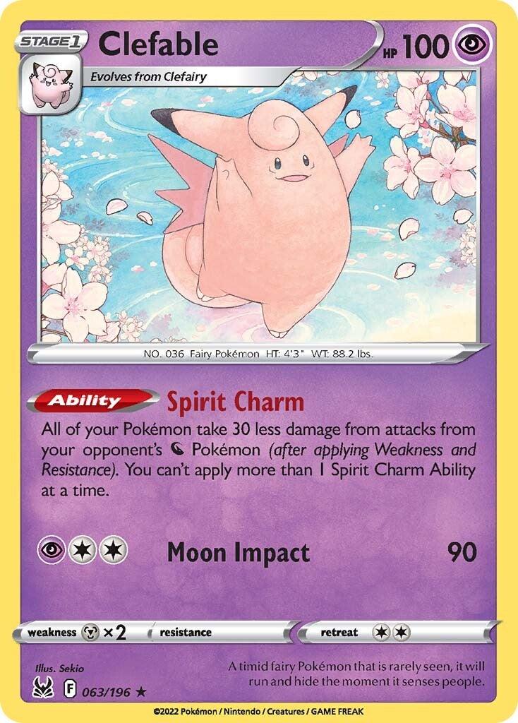 063, Metal [x2], Normal, Psychic, Rare, Reverse Holofoil, Sword & Shield: Lost Origin Clefable (063/196) [Sword & Shield: Lost Origin] - Trading Card World