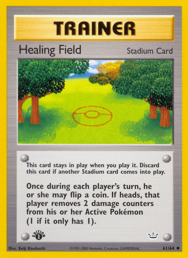 1st Edition Normal, 61, Neo Revelation 1st Edition, Stadium, Uncommon Healing Field (61/64) [Neo Revelation 1st Edition] - Trading Card World