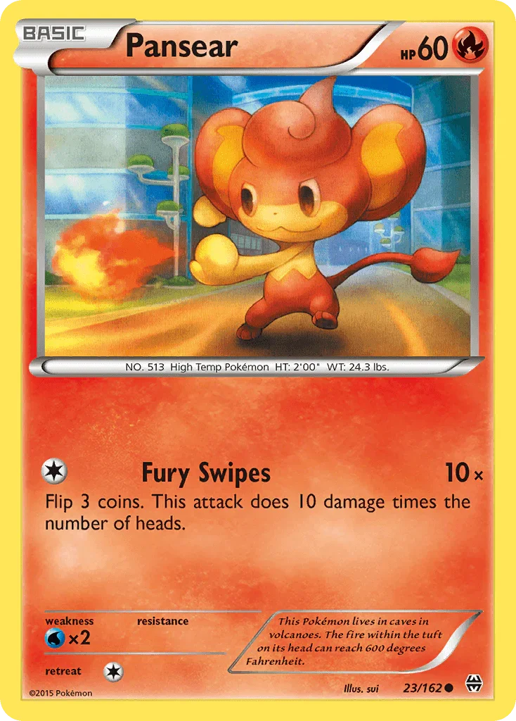 23, Common, Fire, Normal, Reverse Holofoil, Water[×2], XY: BREAKthrough Pansear (23/162) [XY: BREAKthrough] - Trading Card World
