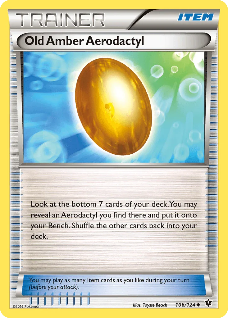 106, Item, Normal, Reverse Holofoil, Uncommon, XY: Fates Collide Old Amber Aerodactyl (106/124) [XY: Fates Collide] - Trading Card World