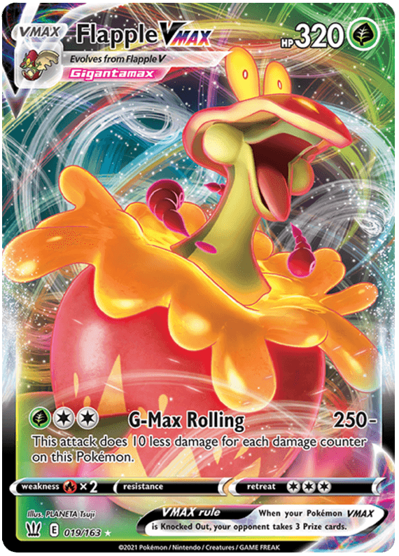 019, Fire[×2], Grass, Holofoil, Sword & Shield: Battle Styles, Ultra Rare Flapple VMAX (019/163) [Sword & Shield: Battle Styles] - Trading Card World