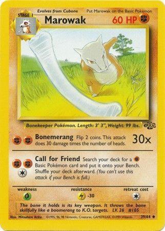 39, Fighting, Grass[×2], Jungle Unlimited, Lightning[-30], Normal, Uncommon Marowak (39/64) [Jungle Unlimited] - Trading Card World