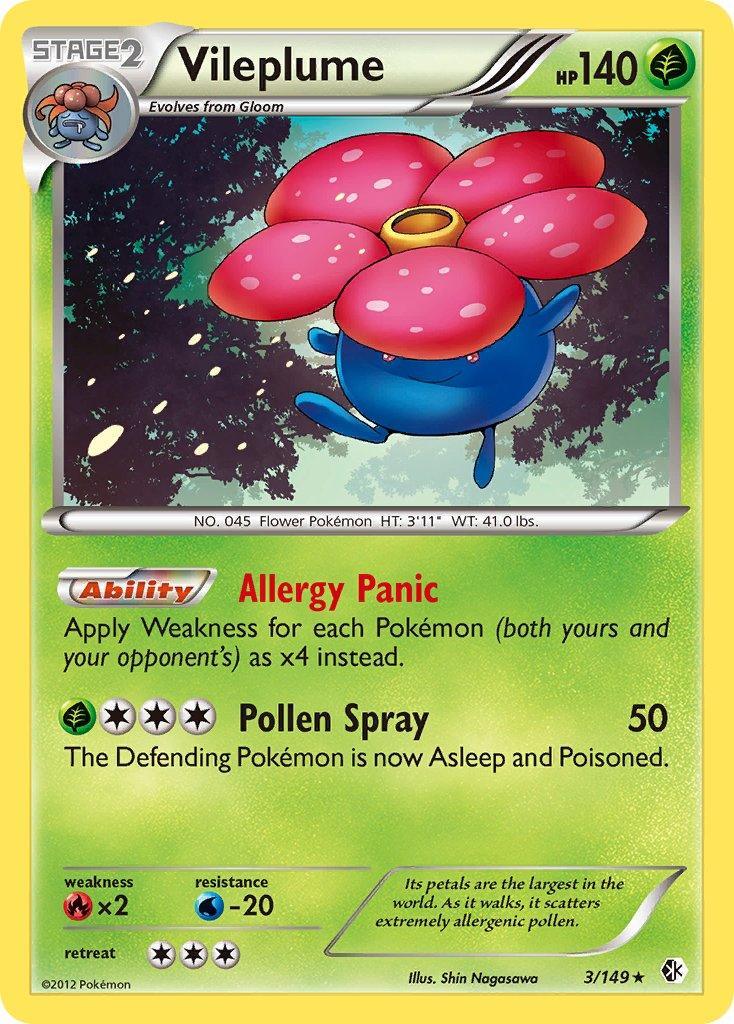 Black & White: Boundaries Crossed, Fire[×2], Grass, Normal, Rare, Water[-20] Vileplume (3/149) (Theme Deck Exclusive) [Black & White: Boundaries Crossed] - Trading Card World