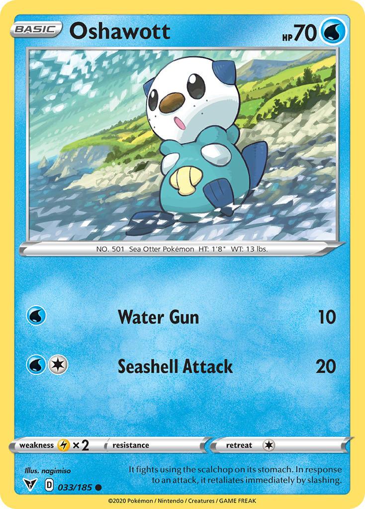 033, Common, Lightning[×2], Normal, Reverse Holofoil, Sword & Shield: Vivid Voltage, Water Oshawott (033/185) [Sword & Shield: Vivid Voltage] - Trading Card World