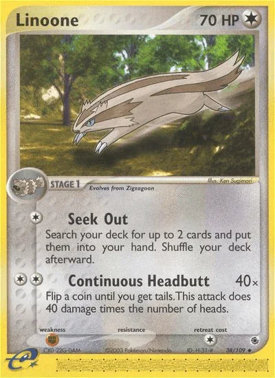 38, Colorless, EX: Ruby & Sapphire, Fighting[×2], Normal, Reverse Holofoil, Uncommon Linoone (38/109) [EX: Ruby & Sapphire] - Trading Card World