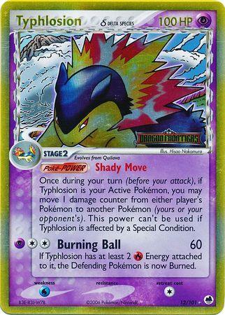 12, EX: Dragon Frontiers, Holo Rare, Psychic, Reverse Holofoil, Water[×2] Typhlosion (12/101) (Delta Species) (Stamped) [EX: Dragon Frontiers] - Trading Card World