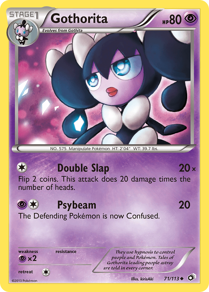 71, Black & White: Legendary Treasures, Normal, Psychic, Psychic[×2], Reverse Holofoil, Uncommon Gothorita (71/113) [Black & White: Legendary Treasures] - Trading Card World
