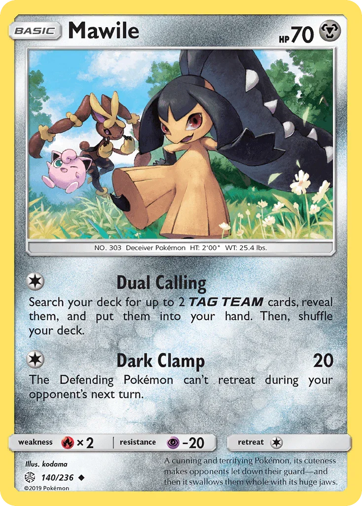 140, Fire[×2], Metal, Normal, Psychic[-20], Reverse Holofoil, Sun & Moon: Cosmic Eclipse, Uncommon Mawile (140/236) [Sun & Moon: Cosmic Eclipse] - Trading Card World