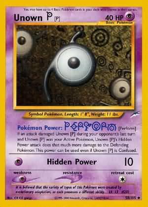 58, Neo Destiny Unlimited, Normal, Psychic, Psychic[×2], Uncommon Unown [P] (58/105) [Neo Destiny Unlimited] - Trading Card World