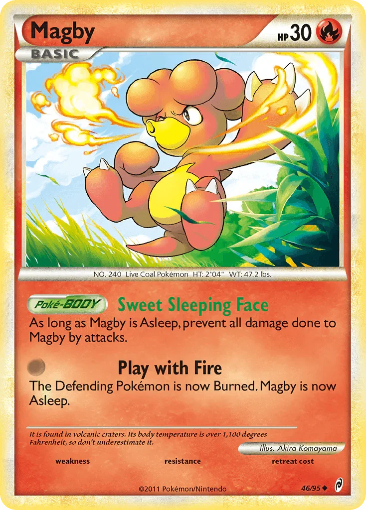 46, Fire, HeartGold & SoulSilver: Call of Legends, Normal, Reverse Holofoil, Uncommon Magby (46/95) [HeartGold & SoulSilver: Call of Legends] - Trading Card World