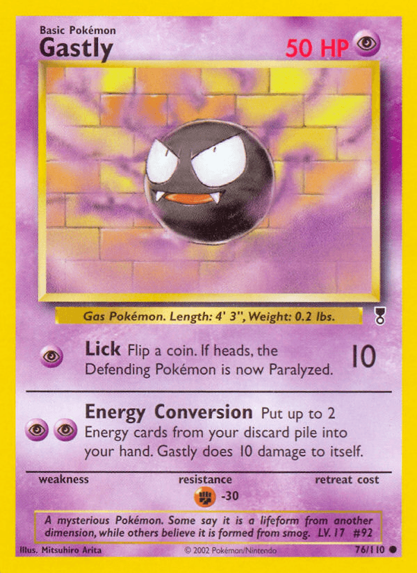 76, Common, Fighting[-30], Legendary Collection, Normal, Psychic, Reverse Holofoil Gastly (76/110) [Legendary Collection] - Trading Card World