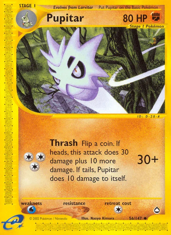 56, Aquapolis, Fighting, Normal, Reverse Holofoil, Uncommon, Water[×2] Pupitar (56/147) [Aquapolis] - Trading Card World