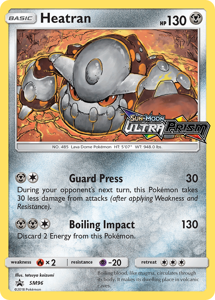 Black Star Promo, Fire[×2], Holofoil, Metal, Psychic[-20], SM96, Sun & Moon: Black Star Promos Heatran (SM96) [Sun & Moon: Black Star Promos] - Trading Card World