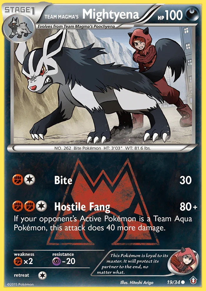 19, Common, Darkness, Fighting[×2], Normal, Psychic[-20], Reverse Holofoil, XY: Double Crisis Team Magma's Mightyena (19/34) [XY: Double Crisis] - Trading Card World