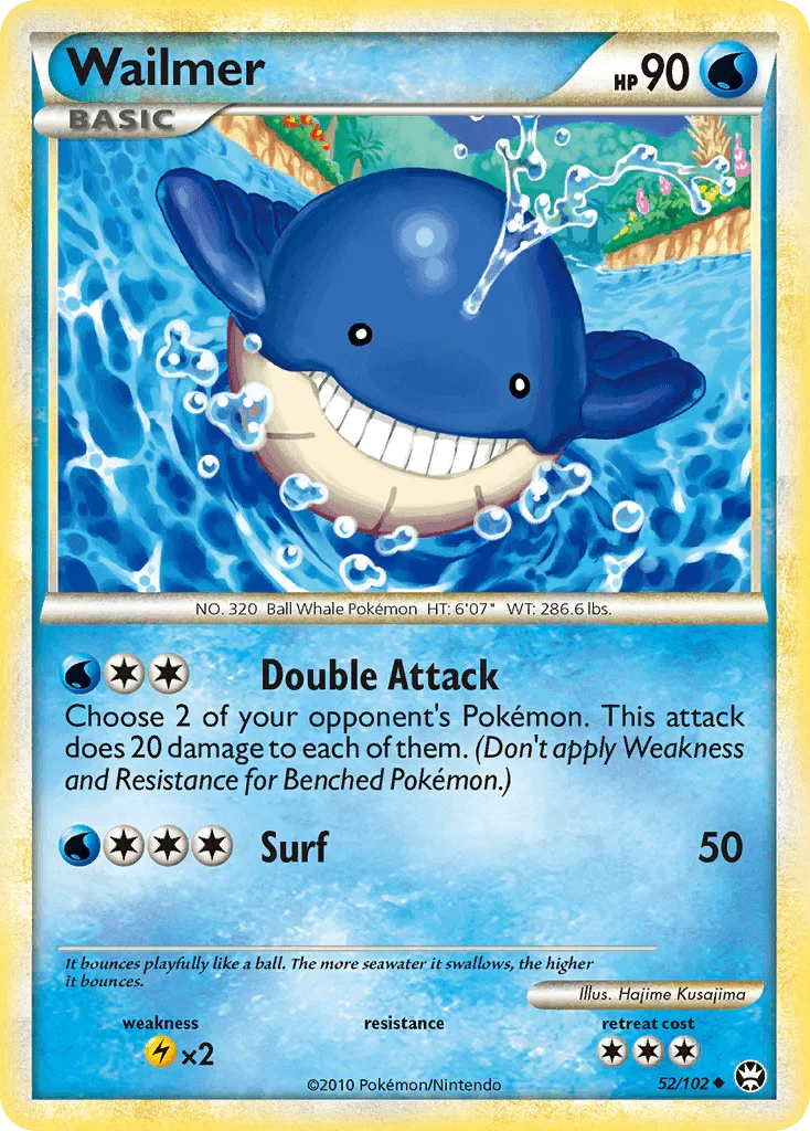 52, HeartGold & SoulSilver: Triumphant, Lightning[×2], Normal, Reverse Holofoil, Uncommon, Water Wailmer (52/102) [HeartGold & SoulSilver: Triumphant] - Trading Card World