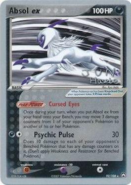 92, Darkness, Fighting, Normal, Psychic[-30], Rare, World Championships 2007 Absol ex (92/108) (Flyvees - Jun Hasebe) [World Championships 2007] - Trading Card World