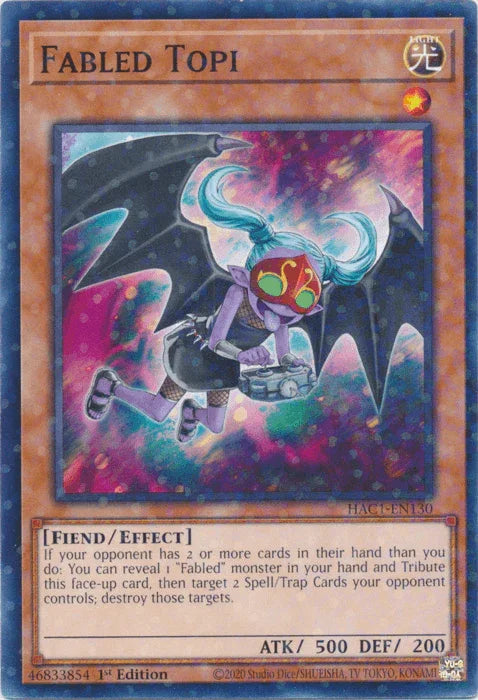 1st Edition, Common, Effect Monster, Fiend, Hidden Arsenal: Chapter 1, Light Fabled Topi (Duel Terminal) [HAC1-EN130] Common - Trading Card World