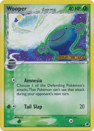 71, Common, EX: Dragon Frontiers, Grass, Grass[×2], Reverse Holofoil Wooper (71/101) (Delta Species) (Stamped) [EX: Dragon Frontiers] - Trading Card World