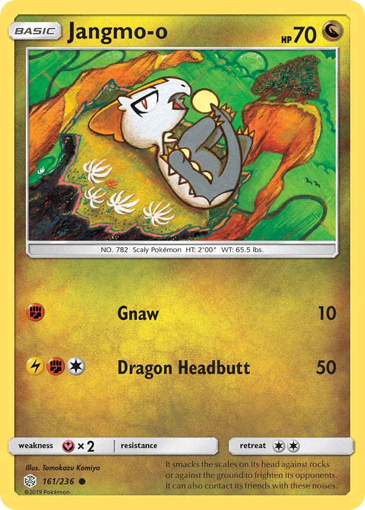 161, Common, Dragon, Fairy[×2], Normal, Reverse Holofoil, Sun & Moon: Cosmic Eclipse Jangmo-o (161/236) [Sun & Moon: Cosmic Eclipse] - Trading Card World