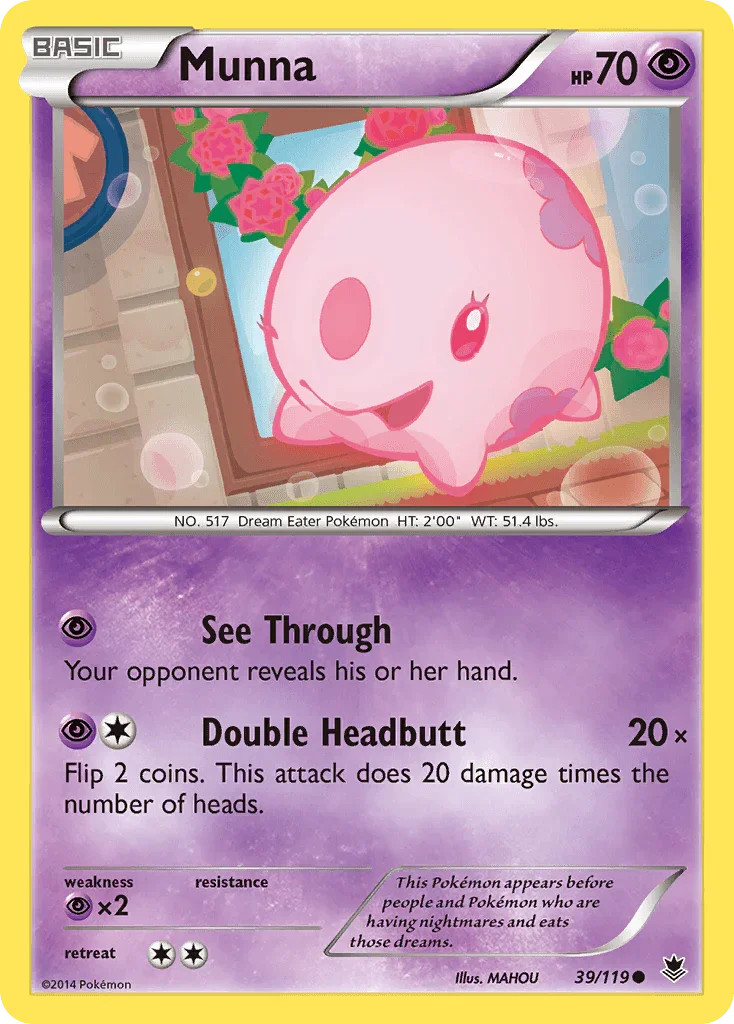 39, Common, Normal, Psychic, Psychic[×2], Reverse Holofoil, XY: Phantom Forces Munna (39/119) [XY: Phantom Forces] - Trading Card World