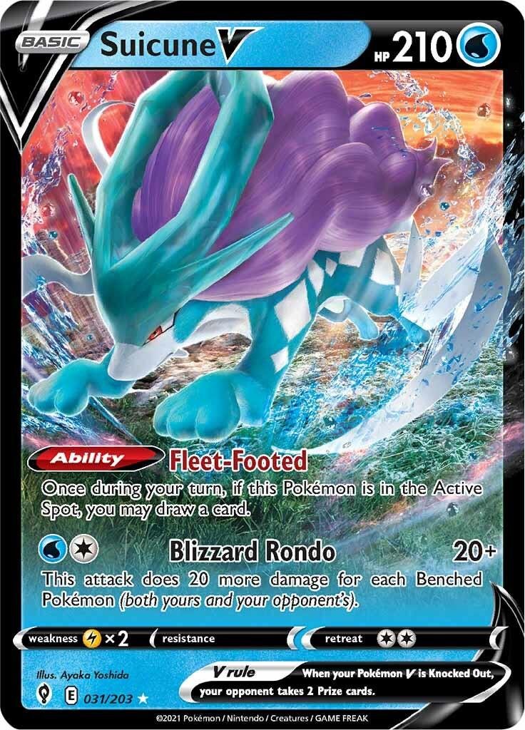 031, Holofoil, Lightning [x2], Sword & Shield: Evolving Skies, Ultra Rare, Water Suicune V (031/203) [Sword & Shield: Evolving Skies] - Trading Card World