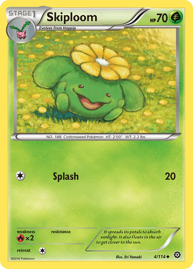 Fire[×2], Grass, Normal, Reverse Holofoil, Uncommon, XY: Steam Siege Skiploom (4/114) [XY: Steam Siege] - Trading Card World