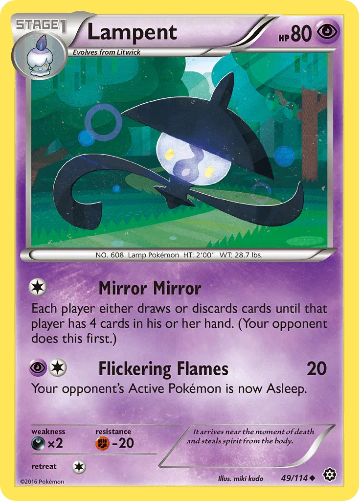 49, Darkness[×2], Fighting[-20], Normal, Psychic, Reverse Holofoil, Uncommon, XY: Steam Siege Lampent (49/114) [XY: Steam Siege] - Trading Card World