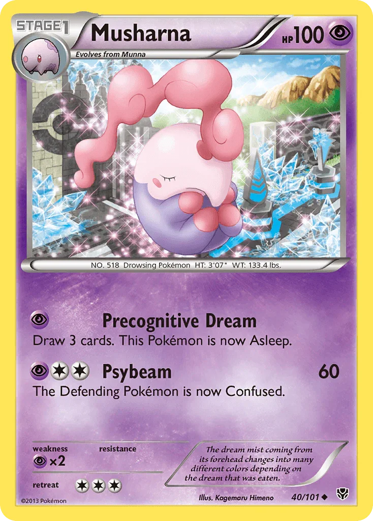 40, Black & White: Plasma Blast, Normal, Psychic, Psychic[×2], Reverse Holofoil, Uncommon Musharna (40/101) [Black & White: Plasma Blast] - Trading Card World