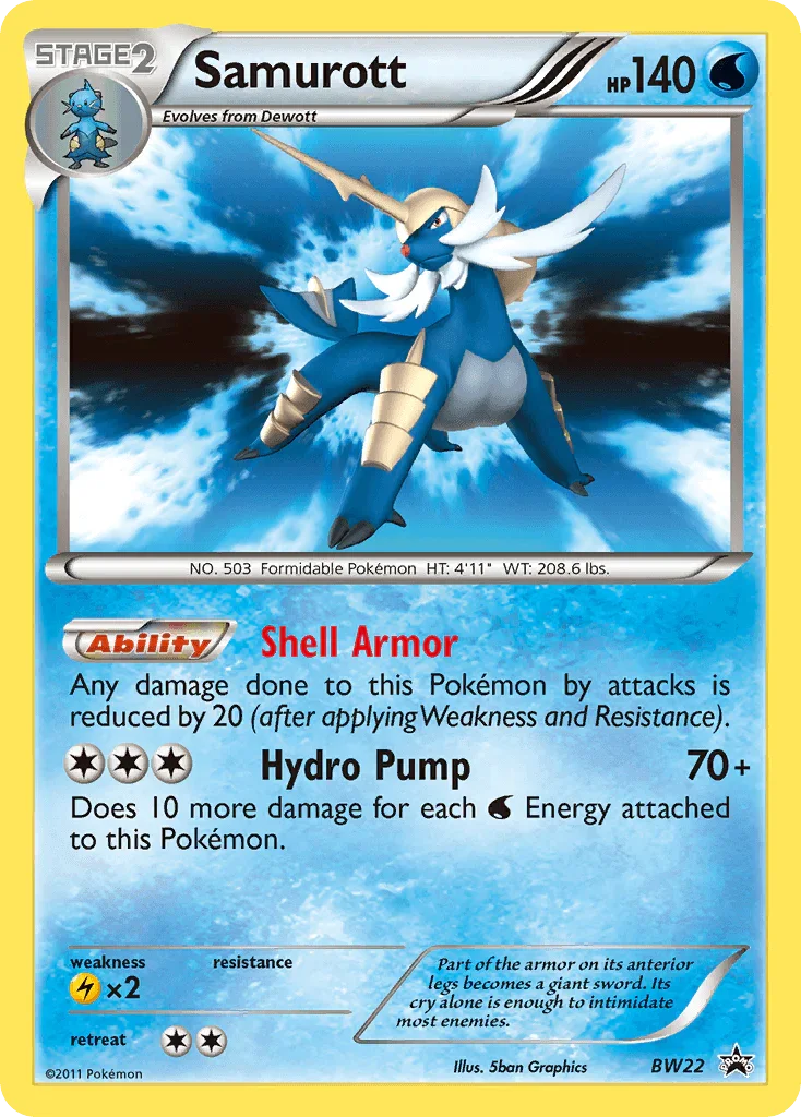Black & White: Black Star Promos, Black Star Promo, BW22, Holofoil, Lightning[×2], Water Samurott (BW22) [Black & White: Black Star Promos] - Trading Card World